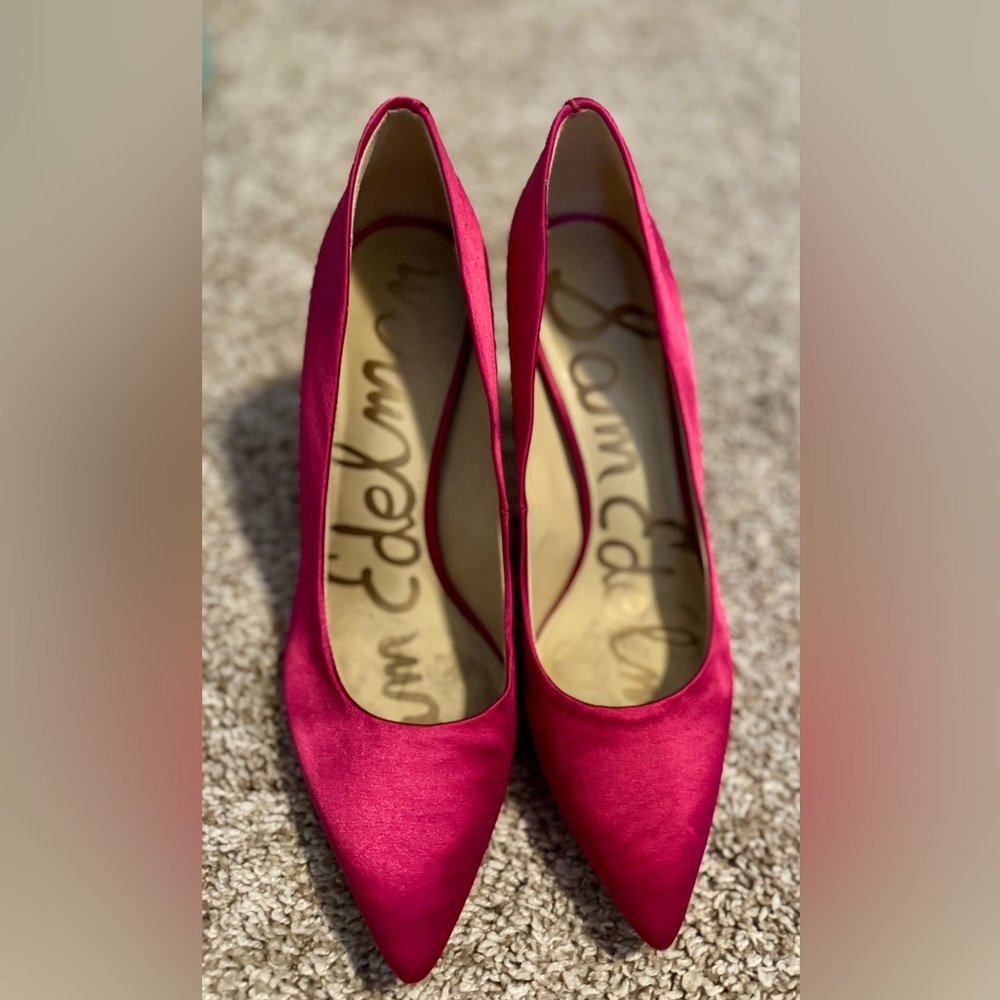 Sam Edelman satin pink pointe toe stilettos